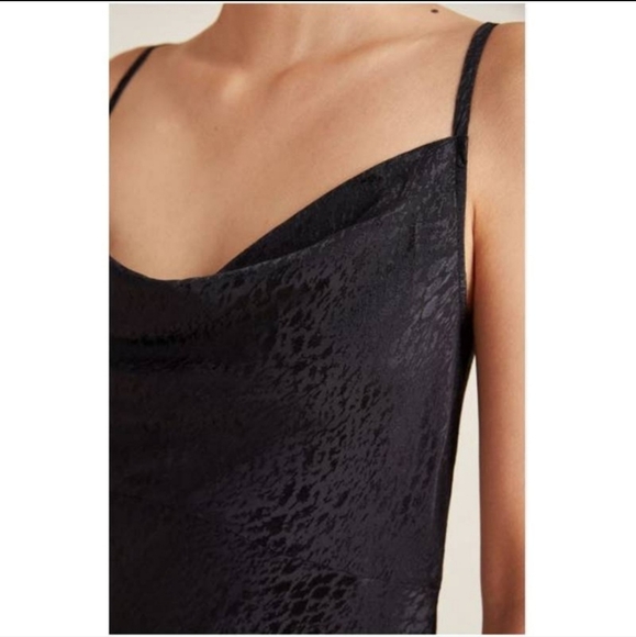BY Anthropologie Jacquard Bias Cut Slip Dress Black Size 14 - Picture 2 of 10